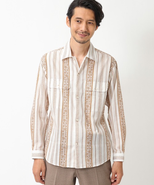 CROWDED CLOSET(クラウデッドクローゼット)の「【オープンカラー】 パティックプリントキューバシャツ(シャツ/ブラウス・メンズ・ブラウン・3/2)」の2枚目の写真