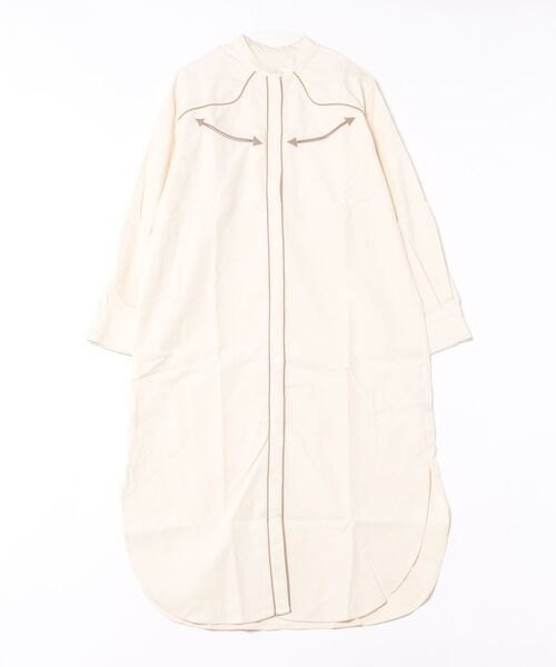 STYLEBLOCK(スタイルブロック)の「起毛ツイルパイピングウエスタンシャツワンピース(ワンピース・レディース・レッド系その他/ライトベージュ/アイボリー/ダークグレー・M)」の1枚目の写真