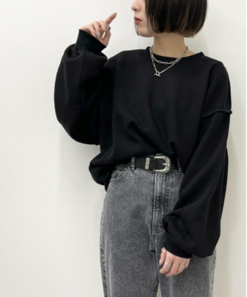 apres jour mignon(アプレジュールミニョン)の「切り替えデザインスウェット【ZOZOTOWN限定アイテム】(スウェット・レディース・杢グレー/オートミール/ダークブルー/ブラック・X-LARGE/フリー)」の6枚目の写真