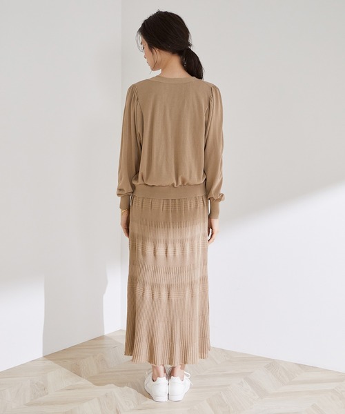 MADEMOISELLE ROPE'（マドモアゼル ロペ）の「【洗える】【WEB限定】ノースリワンピ＆カーディガン2点セット（カーディガン/ボレロ・レディース・サックスブルー/キャメル・38）」の8枚目の写真