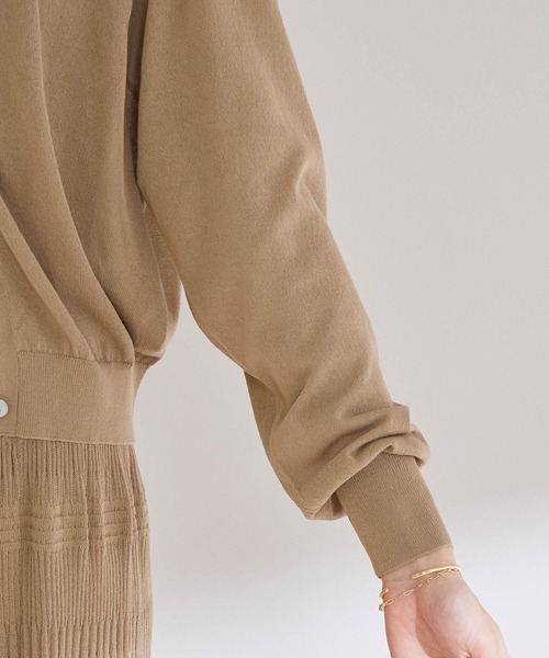 MADEMOISELLE ROPE'（マドモアゼル ロペ）の「【洗える】【WEB限定】ノースリワンピ＆カーディガン2点セット（カーディガン/ボレロ・レディース・サックスブルー/キャメル・38）」の10枚目の写真