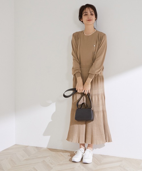 MADEMOISELLE ROPE'（マドモアゼル ロペ）の「【洗える】【WEB限定】ノースリワンピ＆カーディガン2点セット（カーディガン/ボレロ・レディース・サックスブルー/キャメル・38）」の16枚目の写真