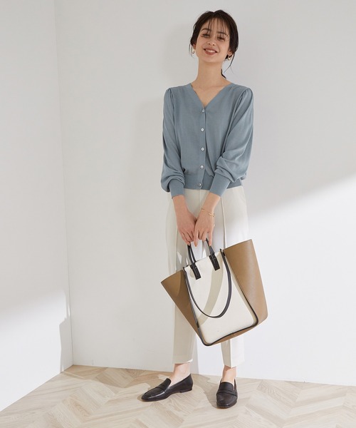 MADEMOISELLE ROPE'（マドモアゼル ロペ）の「【洗える】【WEB限定】ノースリワンピ＆カーディガン2点セット（カーディガン/ボレロ・レディース・サックスブルー/キャメル・38）」の18枚目の写真
