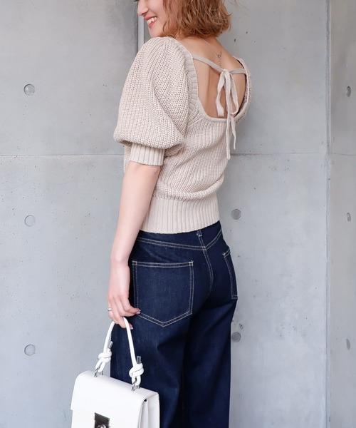 SPIRALGIRL（スパイラルガール）の「バックリボン袖ボリュームニット（ニット/セーター・レディース・ベージュ/ピンク/ブルー・FREE）」の17枚目の写真