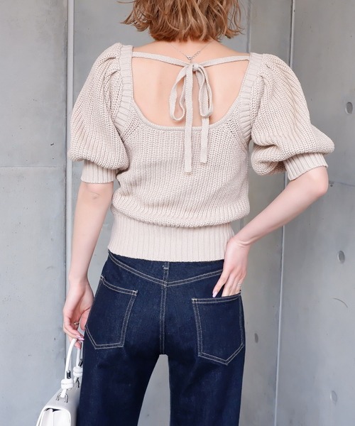 SPIRALGIRL（スパイラルガール）の「バックリボン袖ボリュームニット（ニット/セーター・レディース・ベージュ/ピンク/ブルー・FREE）」の18枚目の写真