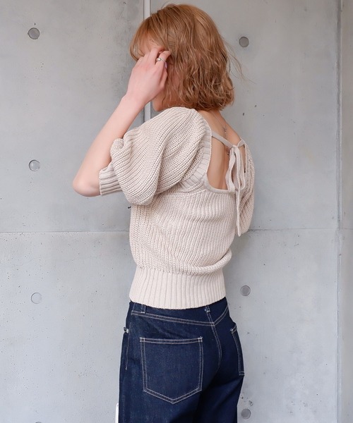 SPIRALGIRL（スパイラルガール）の「バックリボン袖ボリュームニット（ニット/セーター・レディース・ベージュ/ピンク/ブルー・FREE）」の12枚目の写真