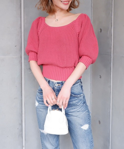 SPIRALGIRL（スパイラルガール）の「バックリボン袖ボリュームニット（ニット/セーター・レディース・ベージュ/ピンク/ブルー・FREE）」の10枚目の写真