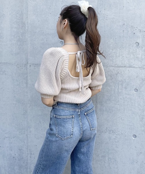 SPIRALGIRL（スパイラルガール）の「バックリボン袖ボリュームニット（ニット/セーター・レディース・ベージュ/ピンク/ブルー・FREE）」の7枚目の写真