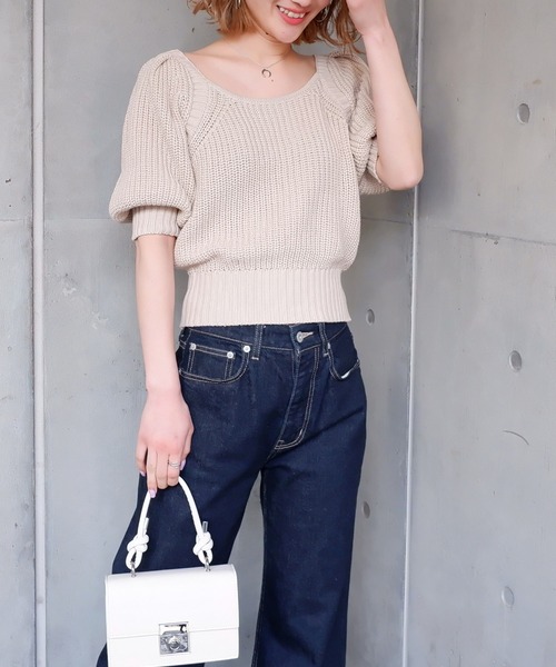 SPIRALGIRL（スパイラルガール）の「バックリボン袖ボリュームニット（ニット/セーター・レディース・ベージュ/ピンク/ブルー・FREE）」の9枚目の写真