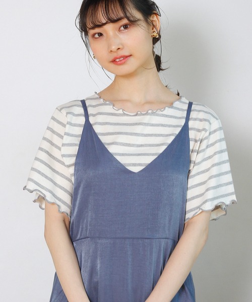 Crisp（クリスプ）の「ボーダーメロウTシャツ（Tシャツ/カットソー・レディース・グレー/カーキ・FREE）」の11枚目の写真