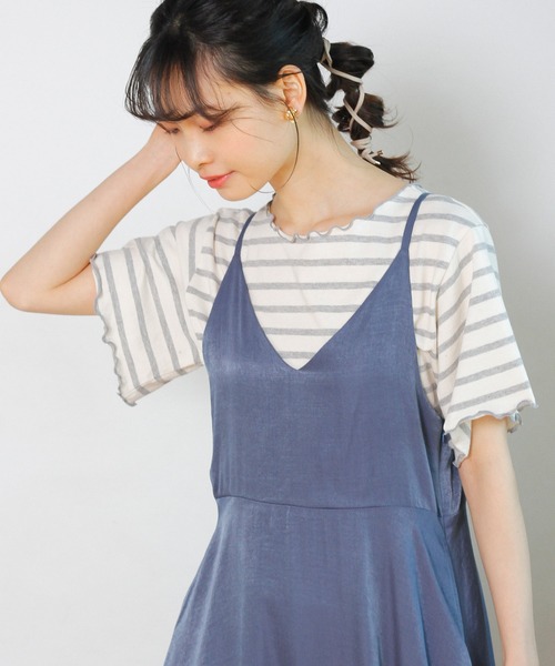 Crisp（クリスプ）の「ボーダーメロウTシャツ（Tシャツ/カットソー・レディース・グレー/カーキ・FREE）」の6枚目の写真