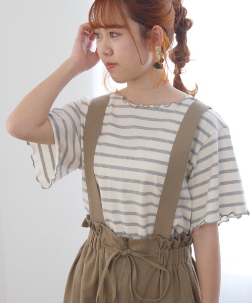 Crisp（クリスプ）の「ボーダーメロウTシャツ（Tシャツ/カットソー・レディース・グレー/カーキ・FREE）」の17枚目の写真