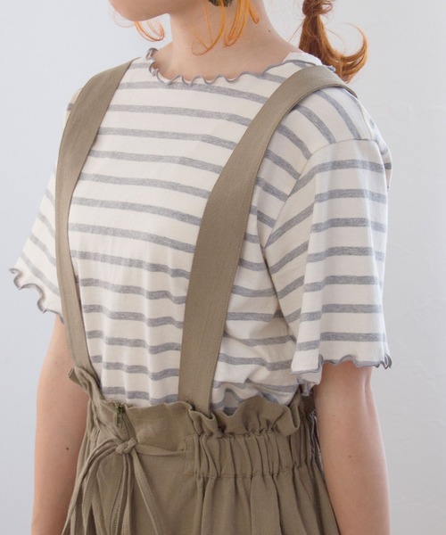 Crisp（クリスプ）の「ボーダーメロウTシャツ（Tシャツ/カットソー・レディース・グレー/カーキ・FREE）」の14枚目の写真