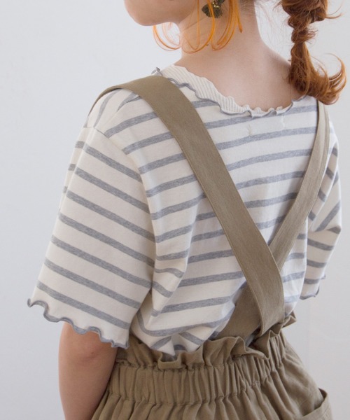 Crisp（クリスプ）の「ボーダーメロウTシャツ（Tシャツ/カットソー・レディース・グレー/カーキ・FREE）」の4枚目の写真