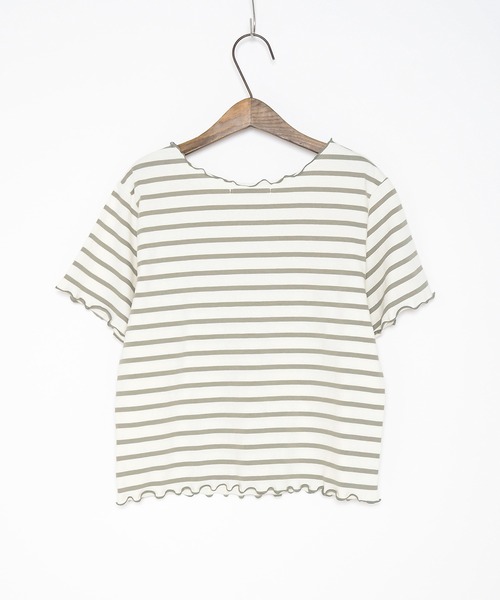 Crisp（クリスプ）の「ボーダーメロウTシャツ（Tシャツ/カットソー・レディース・グレー/カーキ・FREE）」の12枚目の写真