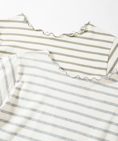 Crisp（クリスプ）の「ボーダーメロウTシャツ（Tシャツ/カットソー・レディース・グレー/カーキ・FREE）」の7枚目の写真