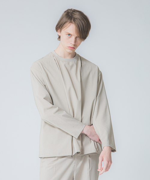 MYSELF ABAHOUSE（マイセルフアバハウス）の「【MYSELF ABAHOUSE】POLYTOROTEX ボタンレス カーディガン シャツ（カーディガン/ボレロ・メンズ・ベージュ/グレー/ライトブラウン/ブルー・46/48）」の3枚目の写真