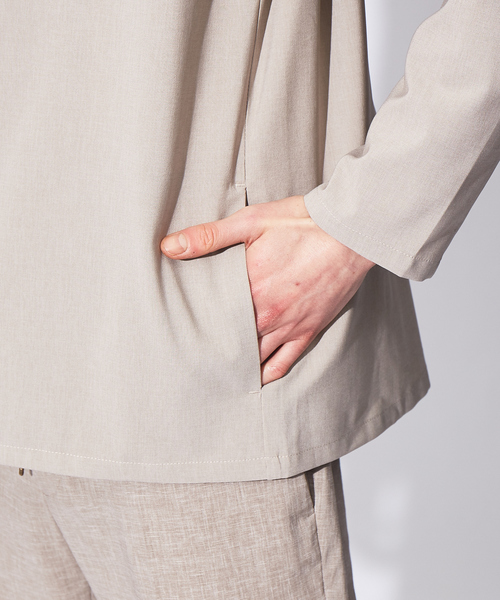 MYSELF ABAHOUSE（マイセルフアバハウス）の「【MYSELF ABAHOUSE】POLYTOROTEX ボタンレス カーディガン シャツ（カーディガン/ボレロ・メンズ・ベージュ/グレー/ライトブラウン/ブルー・46/48）」の5枚目の写真