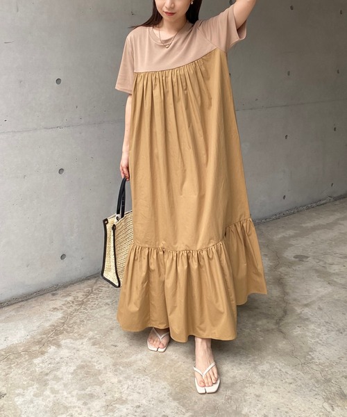 CAPRICIEUX LE'MAGE（カプリシューレマージュ）の「ドッキングティアードワンピース（ワンピース・レディース・ブラック/ベージュ/カーキ・FREE）」の19枚目の写真