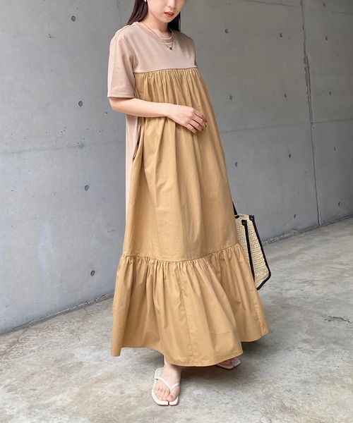 CAPRICIEUX LE'MAGE（カプリシューレマージュ）の「ドッキングティアードワンピース（ワンピース・レディース・ブラック/ベージュ/カーキ・FREE）」の15枚目の写真