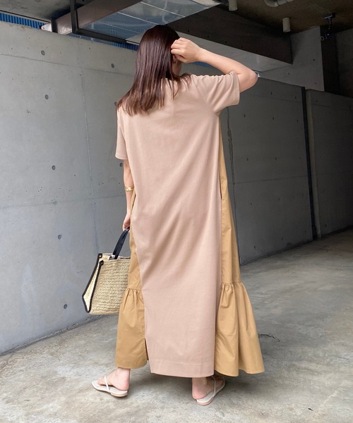 CAPRICIEUX LE'MAGE（カプリシューレマージュ）の「ドッキングティアードワンピース（ワンピース・レディース・ブラック/ベージュ/カーキ・FREE）」の8枚目の写真