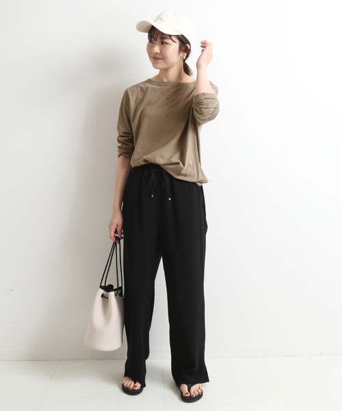 SLOBE IENA(スローブイエナ)の「バックサテンイージーパンツ【ウエストゴム/手洗い可能】◆(その他パンツ・レディース・ブラック/ベージュ/ナチュラル・38/36)」の22枚目の写真