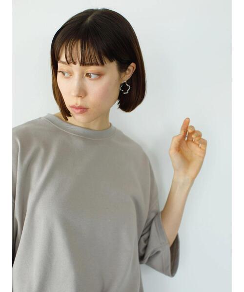 koe（コエ）の「ガーゼ裏毛クルーネック5分袖PO*（Tシャツ/カットソー・レディース・パープル/チャコールグレー/ブルー/グレイッシュベージュ・L/M）」の9枚目の写真