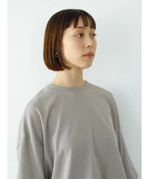 koe（コエ）の「ガーゼ裏毛クルーネック5分袖PO*（Tシャツ/カットソー・レディース・パープル/チャコールグレー/ブルー/グレイッシュベージュ・L/M）」の11枚目の写真