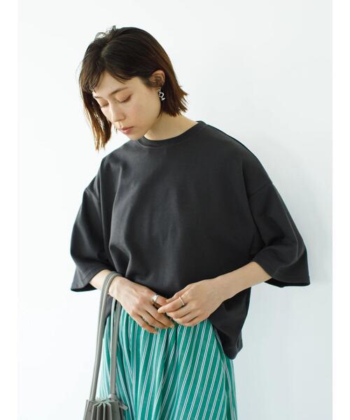 koe（コエ）の「ガーゼ裏毛クルーネック5分袖PO*（Tシャツ/カットソー・レディース・パープル/チャコールグレー/ブルー/グレイッシュベージュ・L/M）」の18枚目の写真