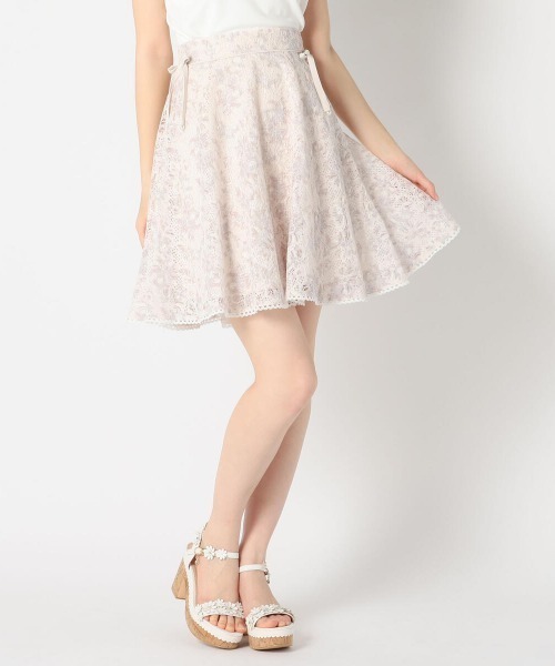 LODISPOTTO（ロディスポット）の「フルールレースフレアスカート（スカート・レディース・ホワイト/ベビーピンク・MEDIUM）」の2枚目の写真
