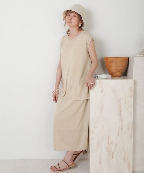 Bab（バブ）の「【WEB限定】レイヤードニットワンピース（ペチワンピース付き）（ワンピース・レディース・ベージュ/モカ/キャメル・FREE）」の2枚目の写真