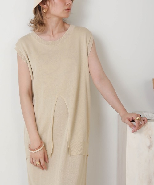 Bab（バブ）の「【WEB限定】レイヤードニットワンピース（ペチワンピース付き）（ワンピース・レディース・ベージュ/モカ/キャメル・FREE）」の4枚目の写真