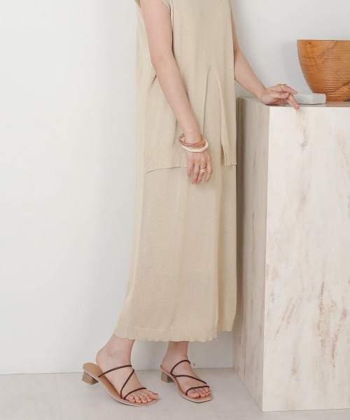 Bab（バブ）の「【WEB限定】レイヤードニットワンピース（ペチワンピース付き）（ワンピース・レディース・ベージュ/モカ/キャメル・FREE）」の5枚目の写真