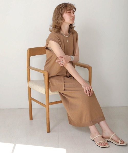 Bab（バブ）の「【WEB限定】レイヤードニットワンピース（ペチワンピース付き）（ワンピース・レディース・ベージュ/モカ/キャメル・FREE）」の9枚目の写真