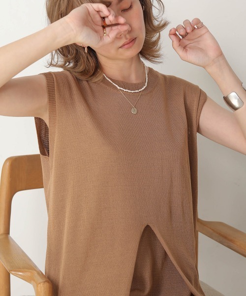 Bab（バブ）の「【WEB限定】レイヤードニットワンピース（ペチワンピース付き）（ワンピース・レディース・ベージュ/モカ/キャメル・FREE）」の22枚目の写真