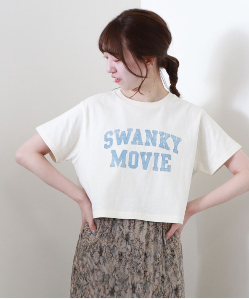 archives(アルシーヴ)の「カレッジプリントTシャツ(Tシャツ/カットソー・レディース・チャコールグレー/オフホワイト/ブルー・MEDIUM)」の1枚目の写真