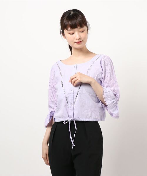 jouetie(ジュエティ)の「アシメレースブラウス(シャツ/ブラウス・レディース・オフホワイト/ブラック/グリーン/パープル・MEDIUM)」の4枚目の写真