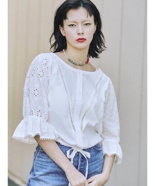 jouetie(ジュエティ)の「アシメレースブラウス(シャツ/ブラウス・レディース・オフホワイト/ブラック/グリーン/パープル・MEDIUM)」の10枚目の写真