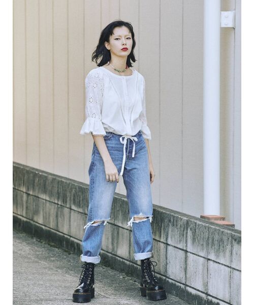 jouetie(ジュエティ)の「アシメレースブラウス(シャツ/ブラウス・レディース・オフホワイト/ブラック/グリーン/パープル・MEDIUM)」の19枚目の写真