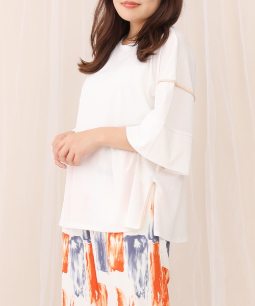 sakishimatokyo(サキシマトーキョー)の「【ZOZO限定】サキシマamp「配色メッシュパイピングデザイントップス」(Tシャツ/カットソー・レディース・グレー/ライトグリーン/オフホワイト/ダークグリーン/ブラック・FREE)」の2枚目の写真