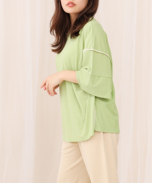 sakishimatokyo(サキシマトーキョー)の「【ZOZO限定】サキシマamp「配色メッシュパイピングデザイントップス」(Tシャツ/カットソー・レディース・グレー/ライトグリーン/オフホワイト/ダークグリーン/ブラック・FREE)」の5枚目の写真