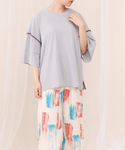 sakishimatokyo(サキシマトーキョー)の「【ZOZO限定】サキシマamp「配色メッシュパイピングデザイントップス」(Tシャツ/カットソー・レディース・グレー/ライトグリーン/オフホワイト/ダークグリーン/ブラック・FREE)」の15枚目の写真