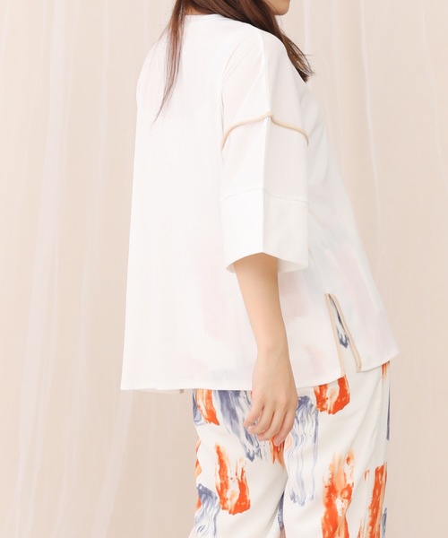 sakishimatokyo(サキシマトーキョー)の「【ZOZO限定】サキシマamp「配色メッシュパイピングデザイントップス」(Tシャツ/カットソー・レディース・グレー/ライトグリーン/オフホワイト/ダークグリーン/ブラック・FREE)」の7枚目の写真