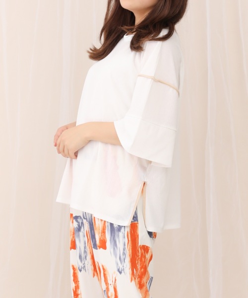 sakishimatokyo(サキシマトーキョー)の「【ZOZO限定】サキシマamp「配色メッシュパイピングデザイントップス」(Tシャツ/カットソー・レディース・グレー/ライトグリーン/オフホワイト/ダークグリーン/ブラック・FREE)」の8枚目の写真