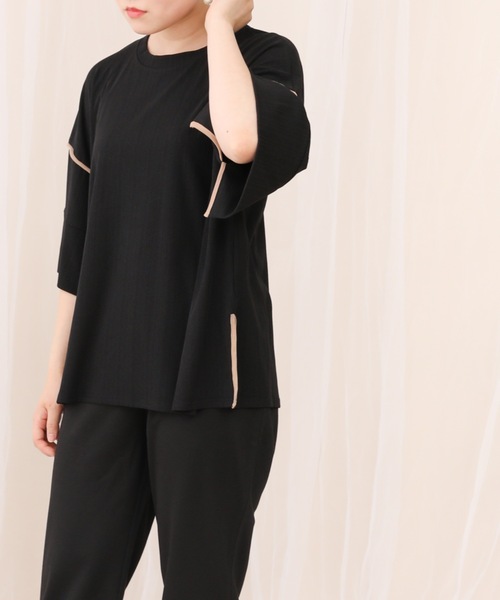 sakishimatokyo(サキシマトーキョー)の「【ZOZO限定】サキシマamp「配色メッシュパイピングデザイントップス」(Tシャツ/カットソー・レディース・グレー/ライトグリーン/オフホワイト/ダークグリーン/ブラック・FREE)」の12枚目の写真