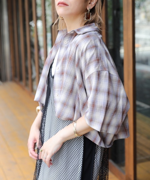 ap retro（アプレトロ）の「ショート丈チェックシャツ【ZOZO限定アイテム】（シャツ/ブラウス・レディース・A/B/D・FREE）」の12枚目の写真