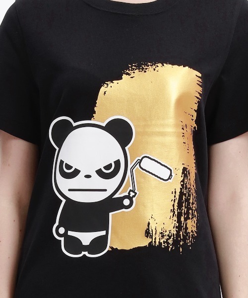 HIPANDA（ハイパンダ）の「HIPANDA ハイパンダ レディース ゴールドペイントワーク プリント 半袖Tシャツ（Tシャツ/カットソー・レディース・ホワイト/ブラック・MEDIUM/LARGE/X-LARGE/SMALL）」の8枚目の写真