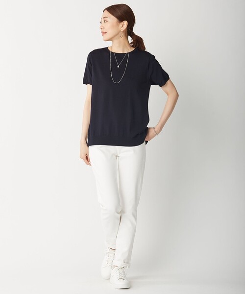 J.PRESS Ladies(J.プレス レディス)の「【洗える】レーヨンストレッチ レイヤードニット(ニット/セーター・レディース・ネイビー系/ベージュ系・SMALL)」の3枚目の写真
