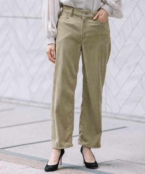 Munich（ミューニック）の「ストレッチコーデュロイ　ボーイフレンドワイドパンツ(セットアップ可)（その他パンツ・レディース・ベージュ/アイボリー/ダークグレー/グレイッシュブルー・S/M/XS/XXS）」の4枚目の写真