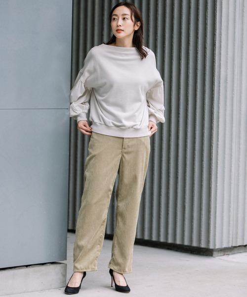 Munich（ミューニック）の「ストレッチコーデュロイ　ボーイフレンドワイドパンツ(セットアップ可)（その他パンツ・レディース・ベージュ/アイボリー/ダークグレー/グレイッシュブルー・S/M/XS/XXS）」の11枚目の写真